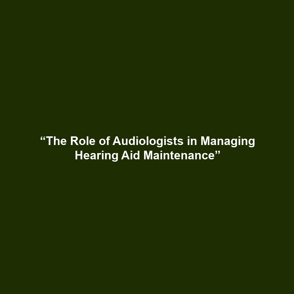 “The Role of Audiologists in Managing Hearing Aid Maintenance”